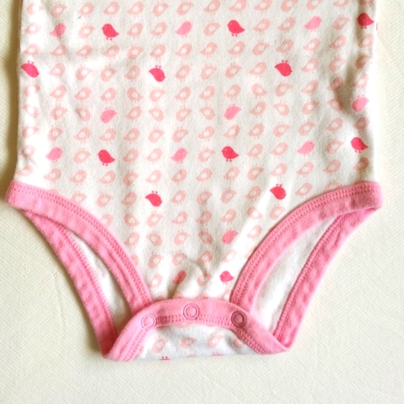 petit lem pink bird print short sleeve bodysuit diaper shirt 6 months baby girl - Picture 3 of 6